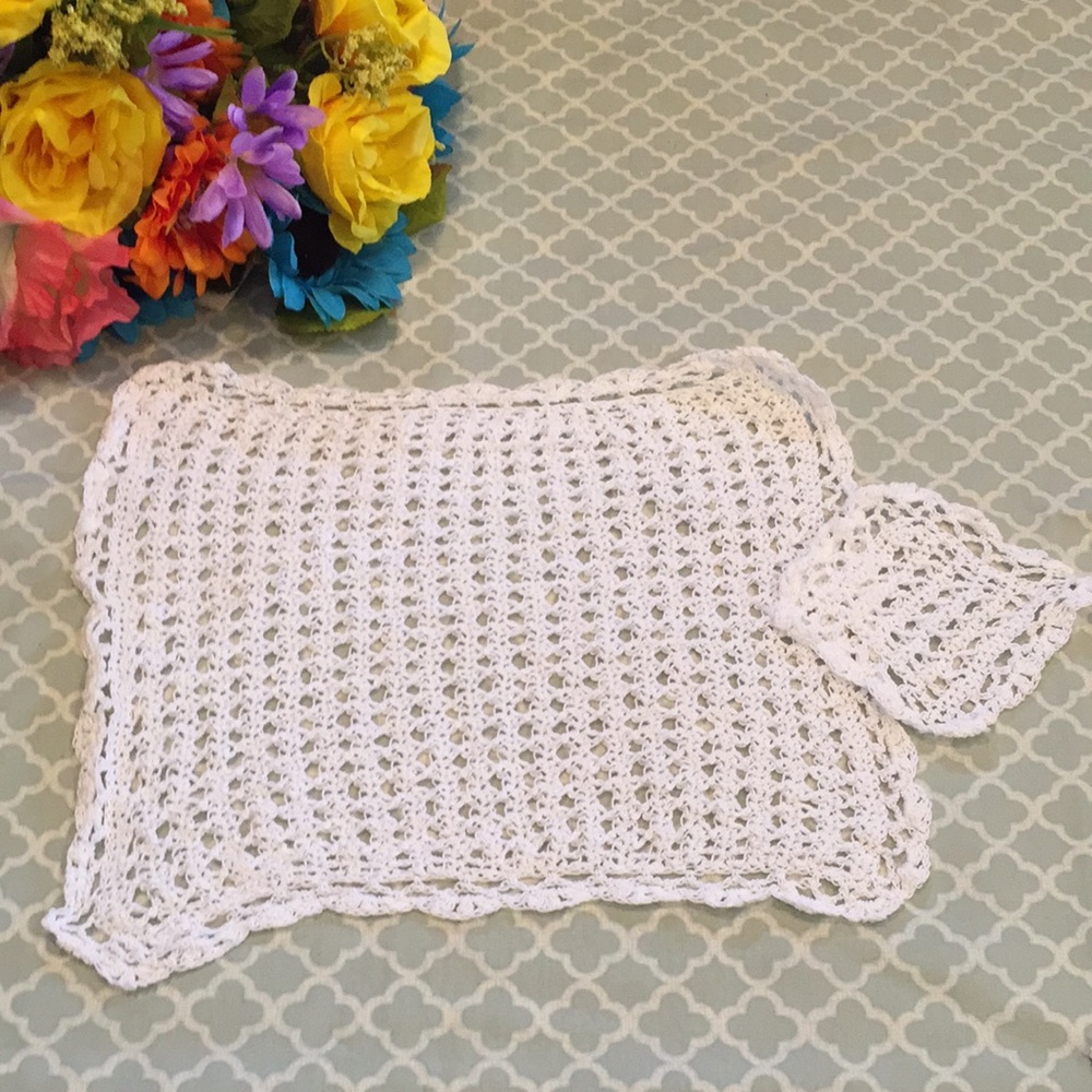 8pc Handmade Crochet Placemats & Coasters Set Of 4